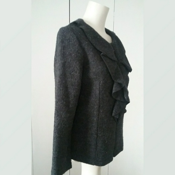 Elena Solano Charcoal Gray Boiled Wool Jacket - Picture 2 of 7
